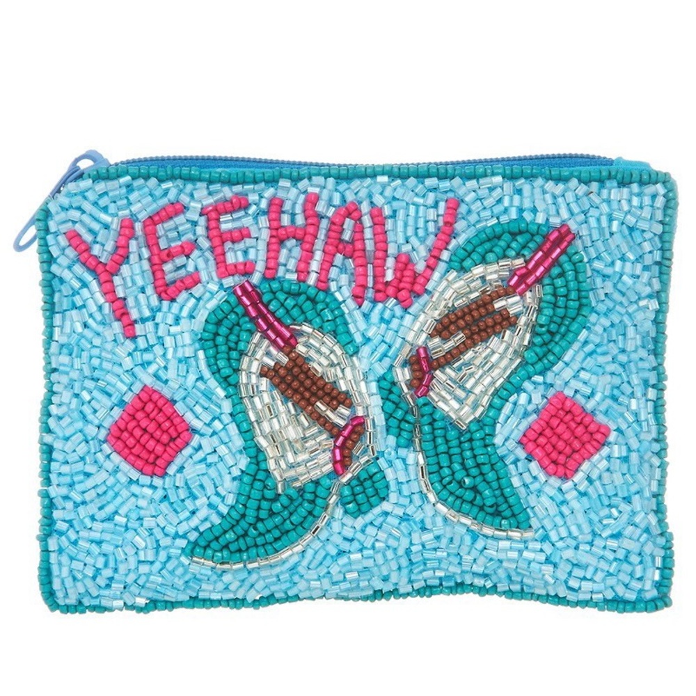 Blue Handbeaded Coin Purse NWT